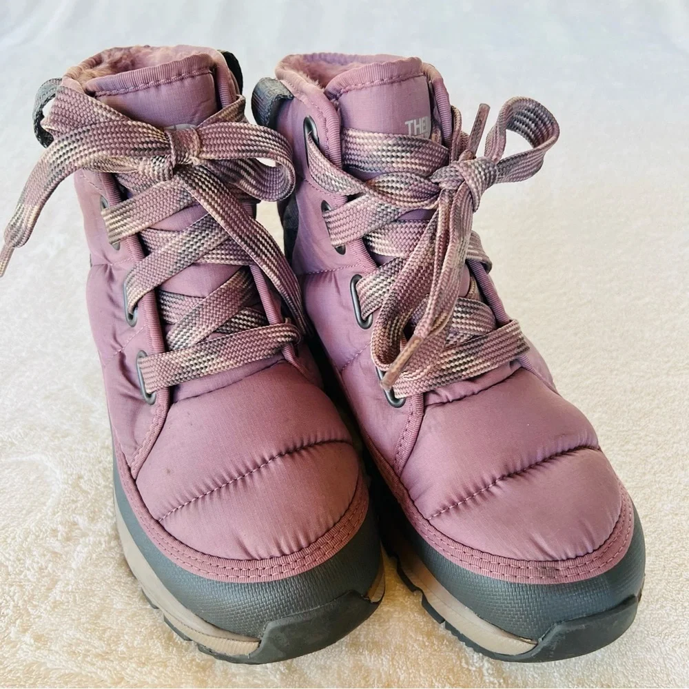 THE NORTH FACE THERMOBALL LACE UP SNOW WATERPROOF SNOW BOOTS SIZE 5 PURPLE